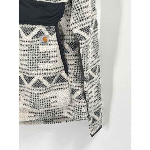 Carhartt Gray Pullover Printed Fleece Sz Womens Small Relaxed Fit - Picture 3 of 6